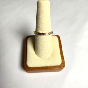 Pretty Bird Jewelry NWOT Gold Plated CZ Color Stones Stacking Ring Size 8 Dainty